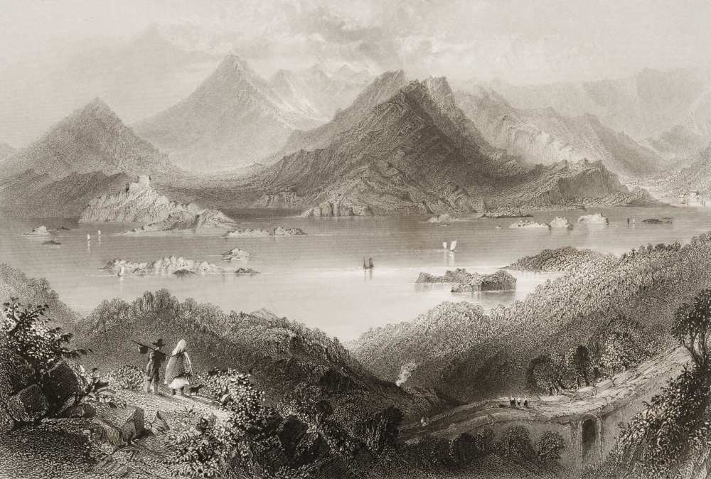 DPI1860326 Glengariff County Cork Ireland Drawn by Whbartlett Engraved by R Brandardfrom the Scenery & Antiquities of Ire Poster Print, 17 x 11