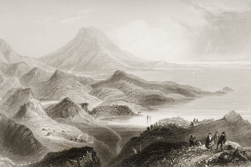 Lough Conn & Mount Nephin County Mayo Ireland Drawn by Whbartlett Engraved by E Benjamin From the Scenery & Poster Print, 17 x 11