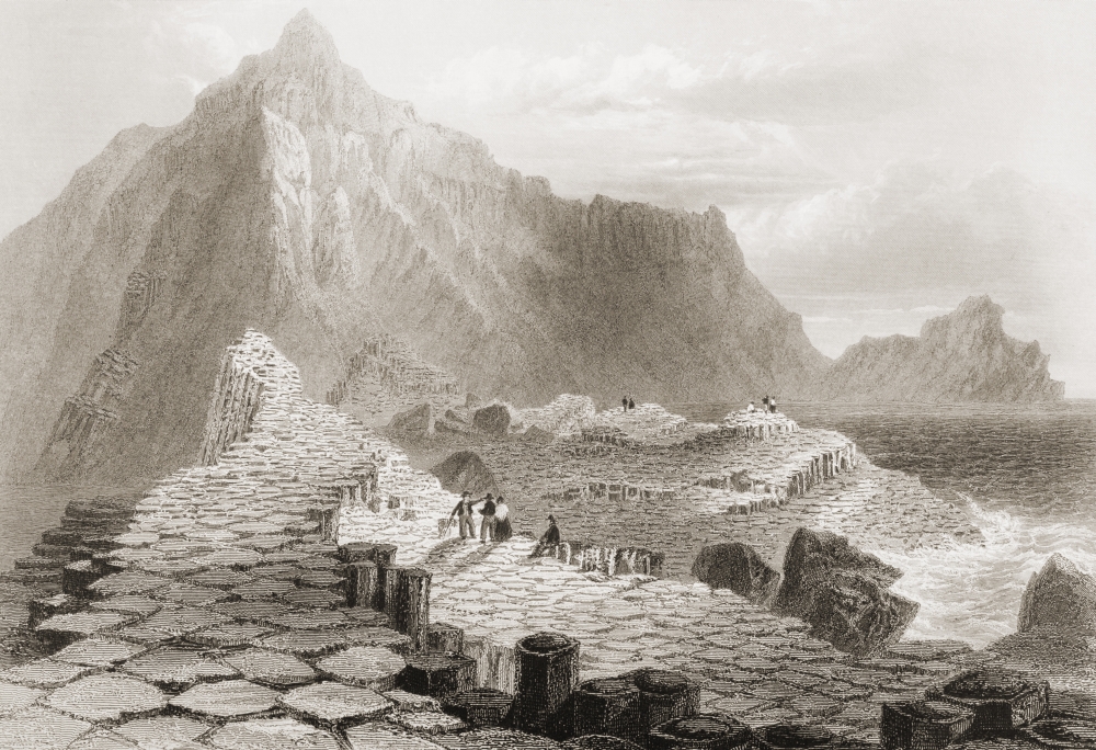 Scene on the Giants Causeway County Antrim Irelanddrawn by Whbartlett Engraved by R Wallis From the Scenery An Poster Print, 17 x 11