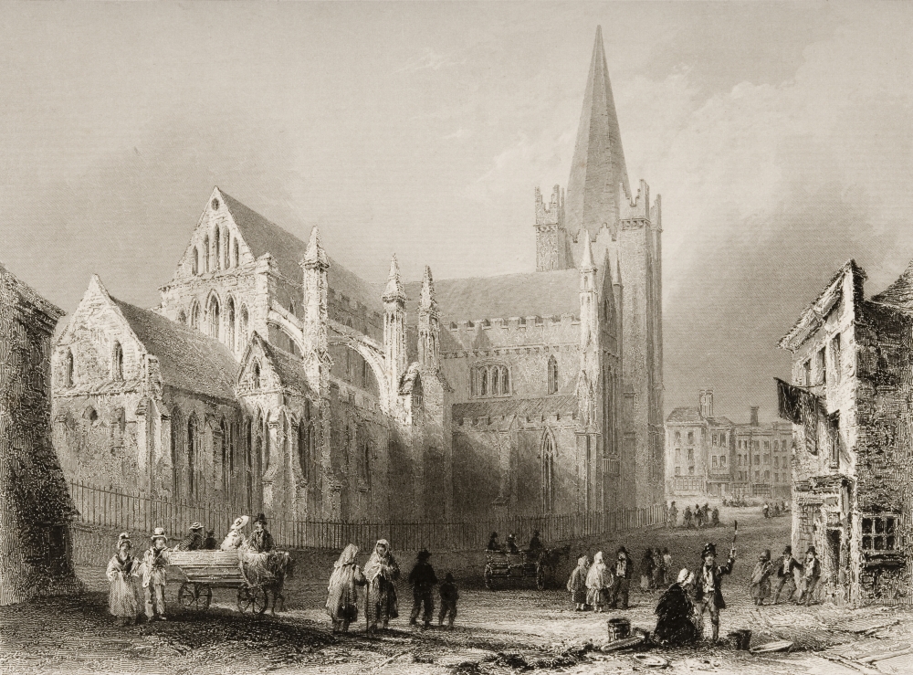 St Patricks Dublin Ireland Drawn by Whbartlett Engraved by Fwtopham From the Scenery & Antiquities of Irel Poster Print - 16 x 12
