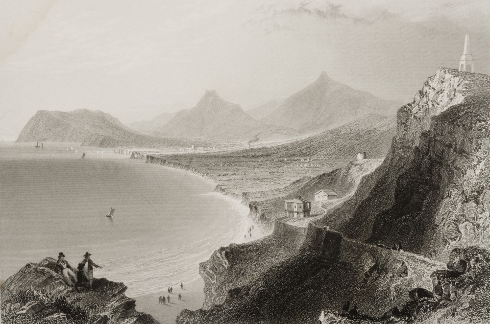 DPI1860348LARGE Killiney Bay County Wicklow Ireland Drawn by Whbartlett Engraved by R Wallis From the Scenery & Antiquities O Poster Print, 34 x 22