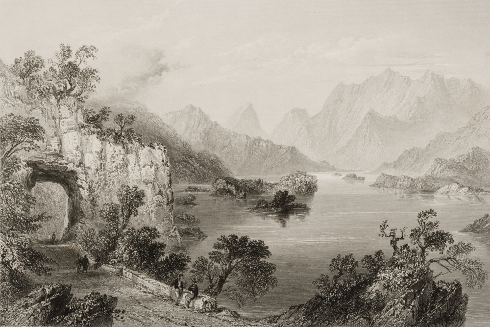DPI1860401 Upper Lake Killarney County Kerry Ireland Drawn by Whbartlett Engraved by J Cousen From the Scenery & Antiqu Poster Print, 17 x 11