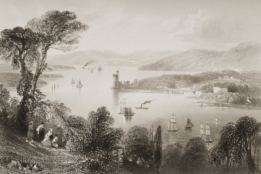 The Cork River From Below the Glanmire Road County Cork Irelanddrawn by Whbartlett Engraved by Gkrichardson Fro Poster Print - 34 x 22