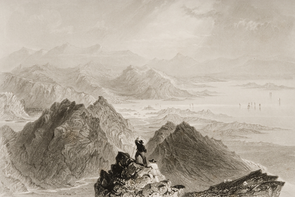 Scene From Sugarloaf Mountain Bantry Bay Ireland Drawn by Whbartlett Engraved by Jballenfrom the Scenery & A Poster Print - 34 x 22