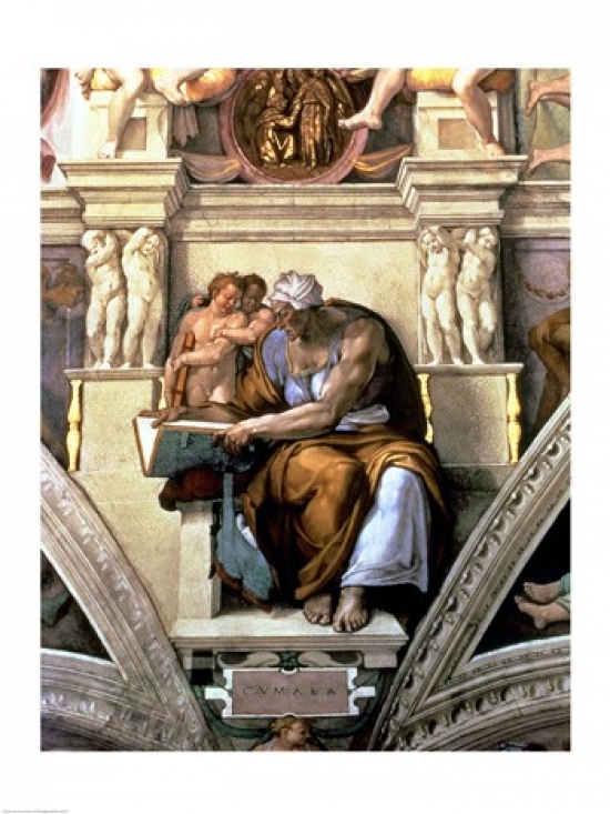 Sistine Chapel Ceiling Cumaean Sibyl 1510 Poster Print by Michelangelo Buonarroti - 18 x 24 in.