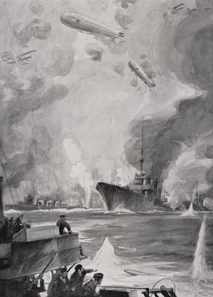 DPI1860677 British Air & Naval Attack on Cuxhaven Germany December 1914 Poster Print, 12 x 16