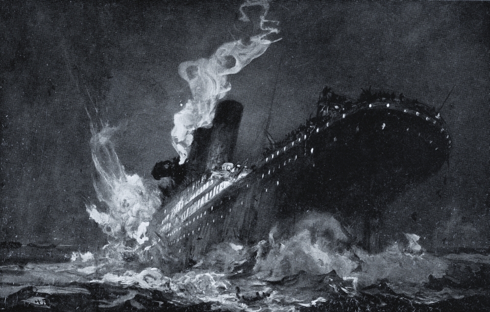 The 46 328 Tons Rms Titanic of the White Star Line Sinking Around 220 Am Monday Morning April 15 After Hitting Iceberg Poster Print, 36 x 24