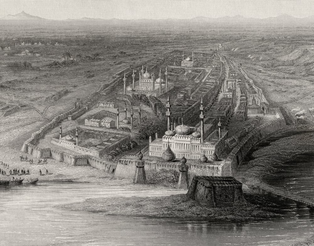 DPI1860742LARGE Panoramic View of New & Old Delhi India & the Surrounding Countryside From A 19th Century Print Poster Print, 32 x 24