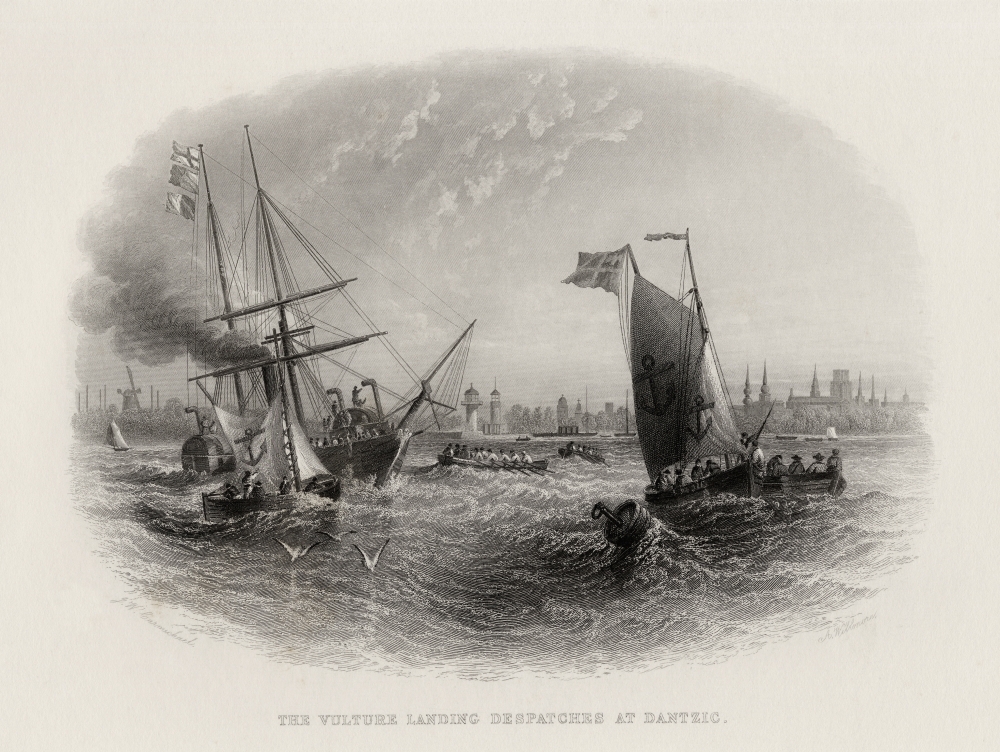 DPI1860752LARGE The Vulture Landing Dispatches At Dantzig Engraved by A Willmore Poster Print, 32 x 24