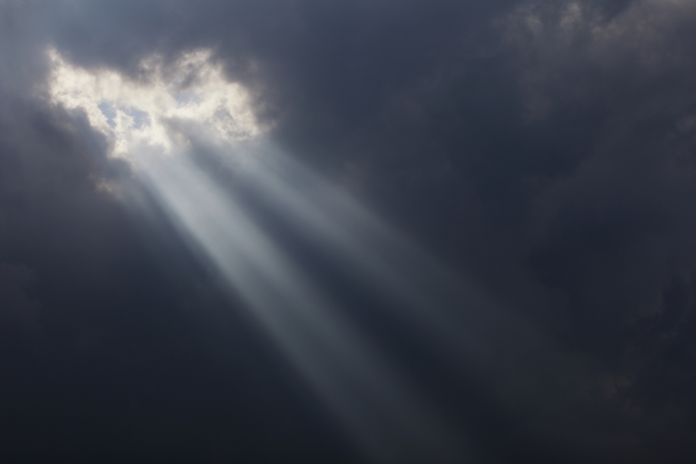 Sunlight Breaking Through Dark Storm Clouds - Georgetown Ontario Canada Poster Print - 38 x 24 in. - Large