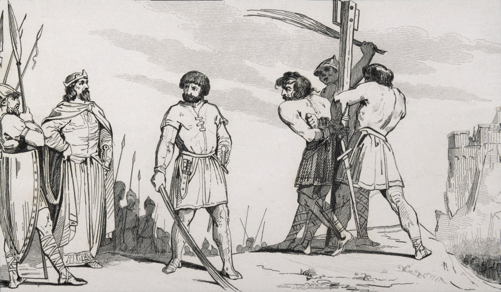 Lord Bodillon Is Whipped After Complaining About Tax Increase Ordered by Childeric Ii 653 to 675 From Histoire De France Poster Print, 38 x 22