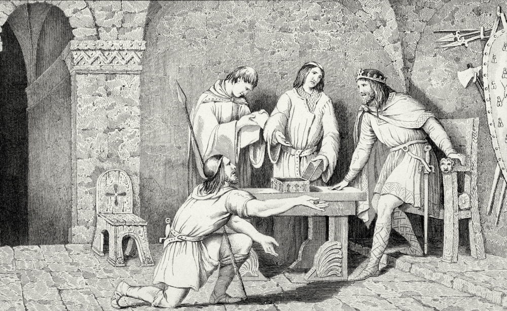 Childeric I Circa 437 to Circa 482 & the Story of the Two Halves of the Gold Coin From Histoire De France by Colart Pu Poster Print, 36 x 22
