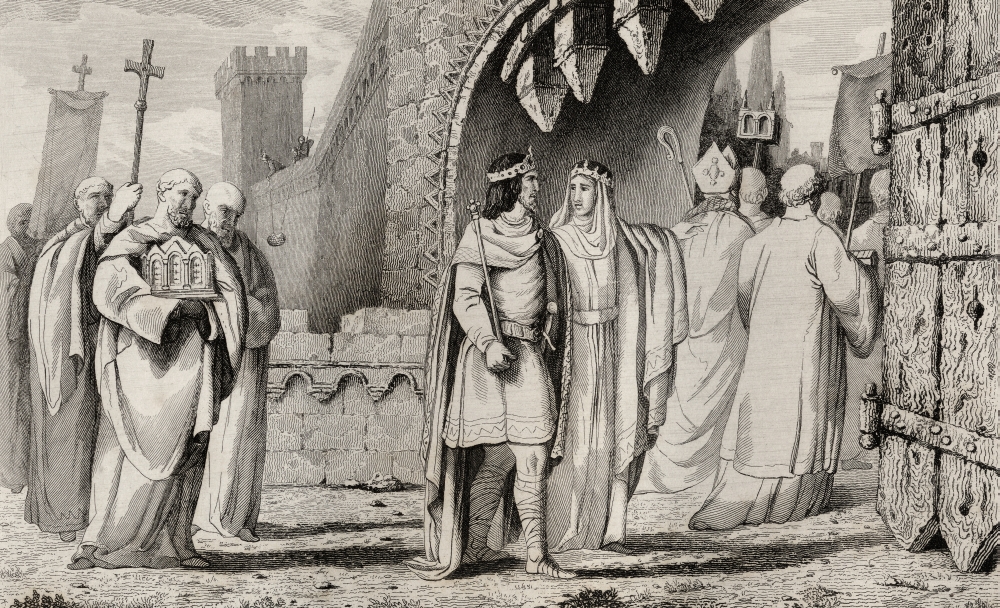 DPI1861223LARGE Chilperic I 539 to 584 In A Religious Procession From Histoire De France by Colart Published Circa 1840 Poster Print, 38 x 22
