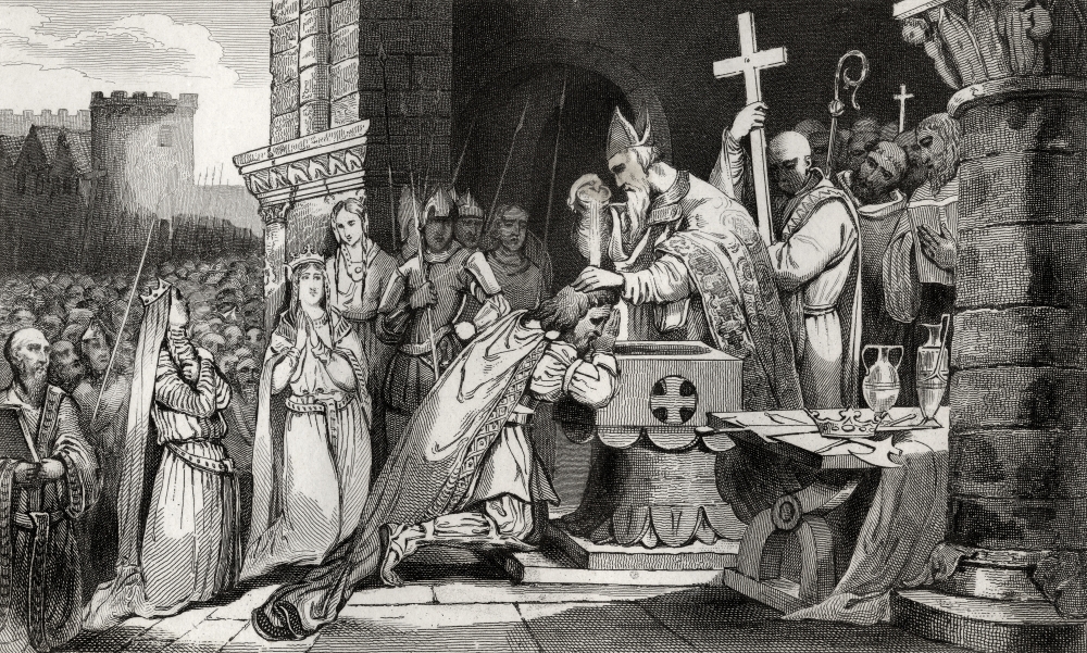Clovis I 465 to 511 King of the Franks Baptised with Men From His Army Before the Battle of Tolbiac From Histoire De Fra Poster Print, 38 x 22