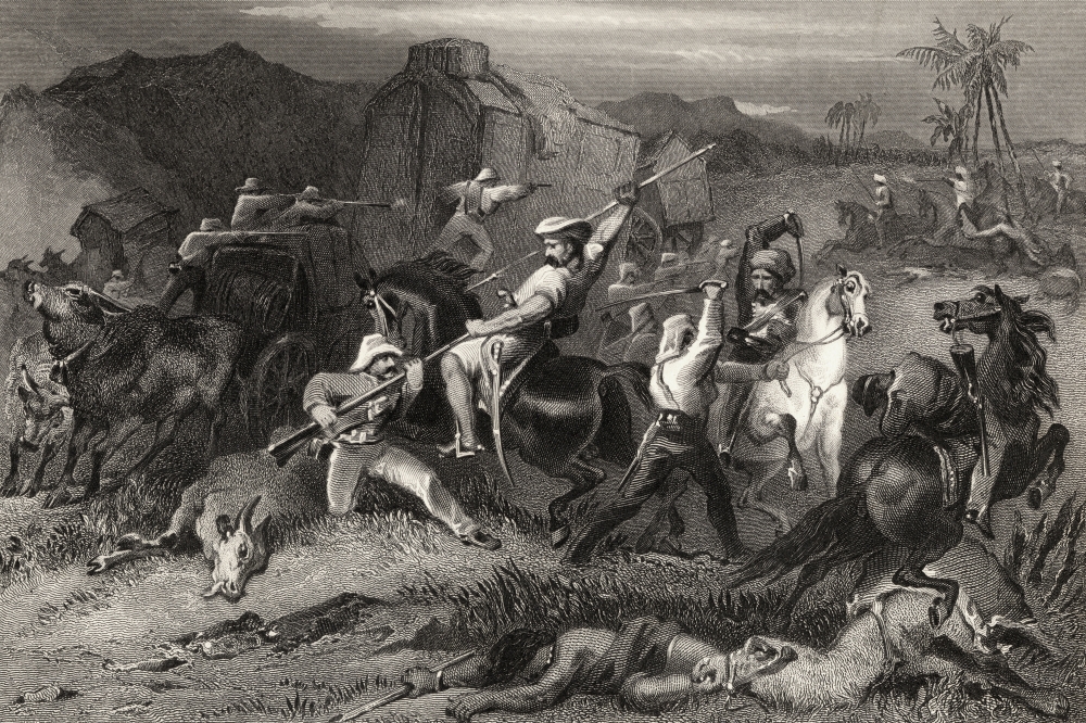 Night Sortie & Attack on Baggage Waggons From the History of the Indian Mutiny Published 1858 Poster Print, 36 x 24