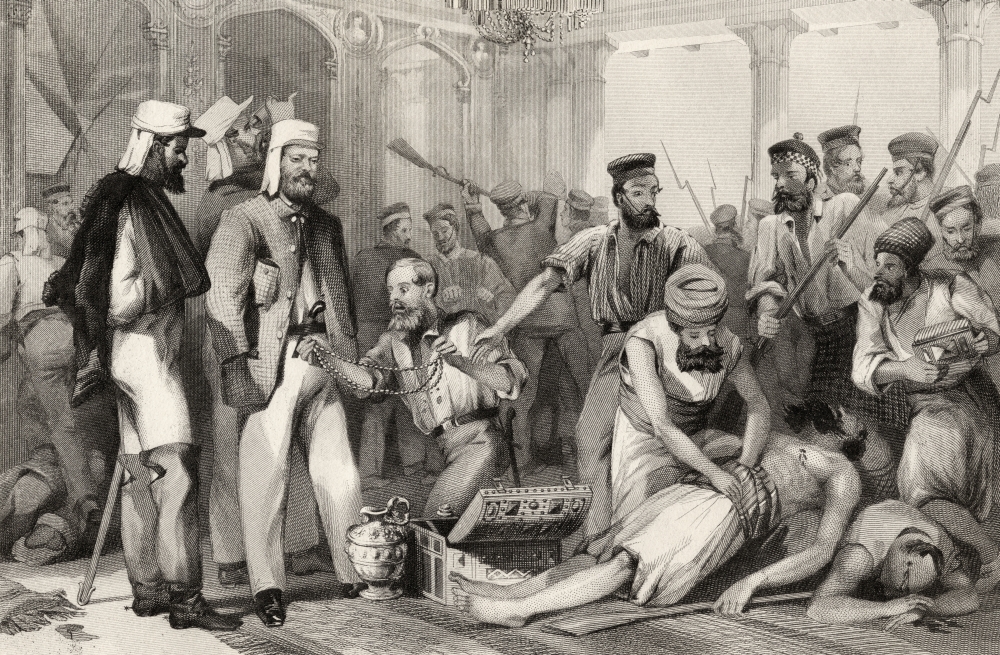 The Times Correspondent Looking on At the Sacking of the Kaiser Bach After the Capture of Lucknow March 15 1858 From the Poster Print, 18 x 11