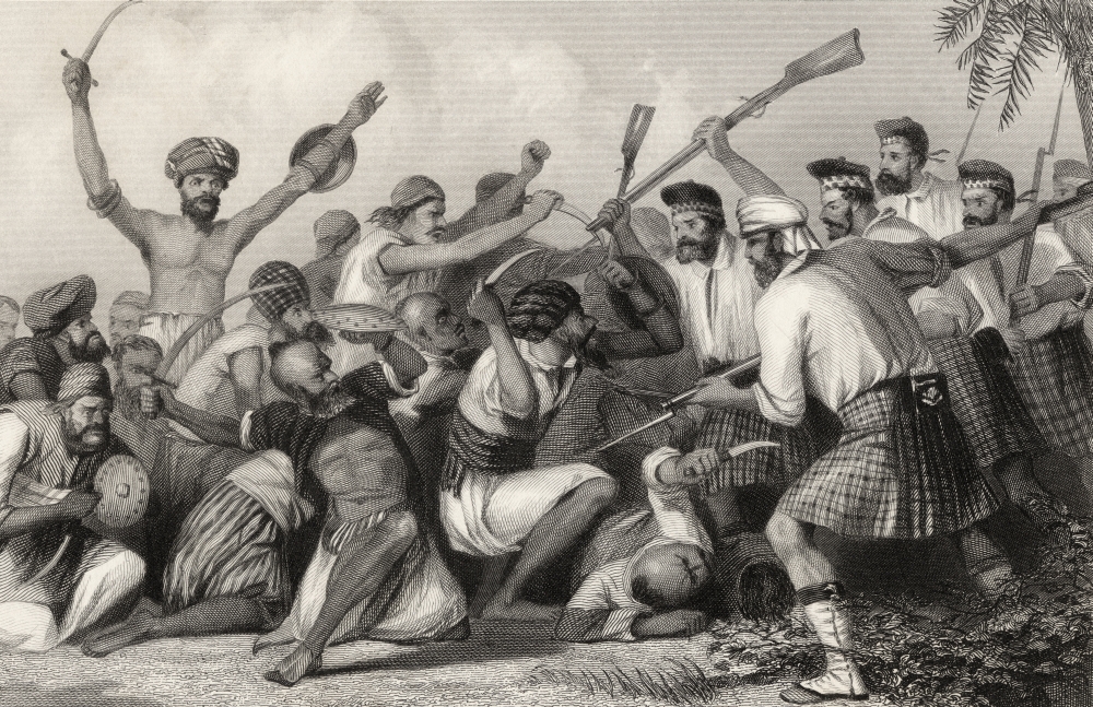 DPI1861618 Conflict with the Ghazees Before Bareilly May 6th 1858 From the History of the Indian Mutiny Published 1858 Poster Print, 18 x 11
