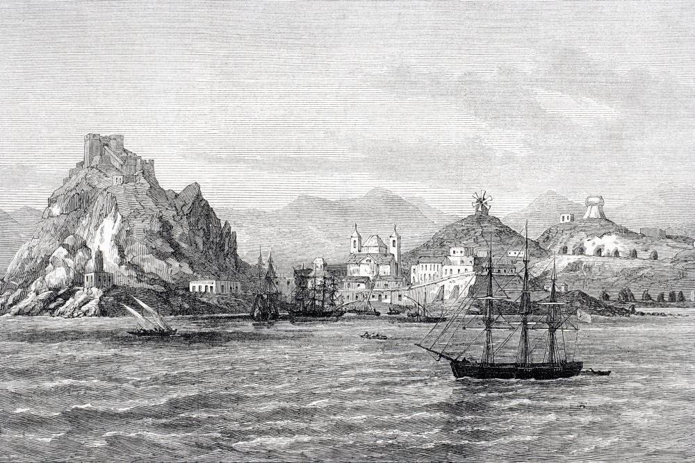 Insurgent Ship Visiting Aguilas Murcia Province Spain with Requisitions During 3rd Carlist War From Illustrated London N Poster Print, 17 x 11