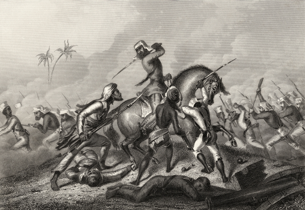 Havelocks Column Attacking the Mutineers Before Cawnpoor Major General Sir Henry Havelock 1795 to 1857 Britsh General Fr Poster Print, 17 x 12