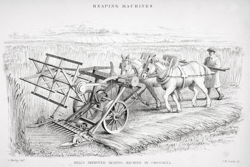 Bells Improved Reaping Machine by Crosskill Designed by Patrick Bell Built by Crosskill From Circa 1850 Engraved by Jw Poster Print, 17 x 11