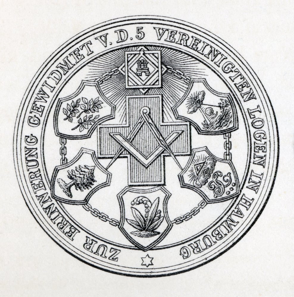 Masonic Seal Engraving From the Book the History of Freemasonry Volume III Poster Print, 24 x 24