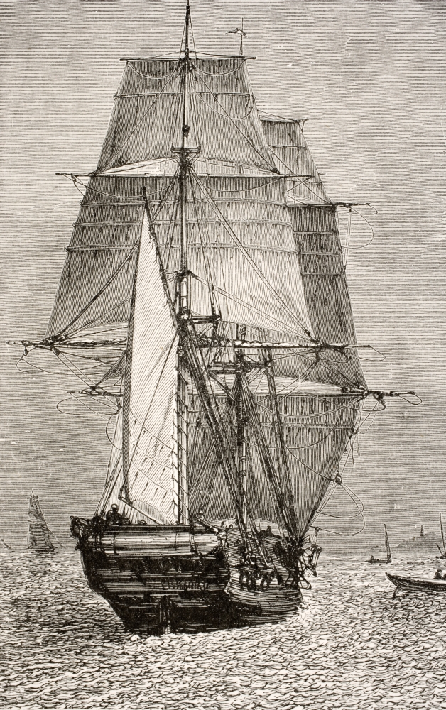 The Brig Hms Beagle From Journal of Researches by Charles Darwin Published by Nelson & Sons 1890 Poster Print, 22 x 36