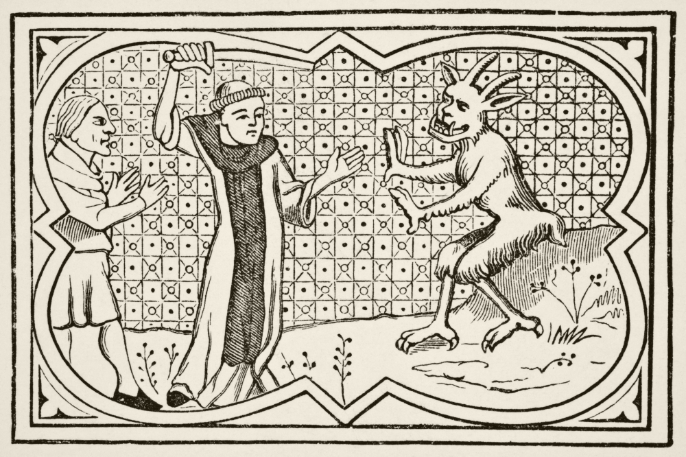 The Devil Attempts to Seize A Magician Who Had Formed A Pact with Him But Is Prevented by A Lay Brother After A Miniatu Poster Print, 36 x 24