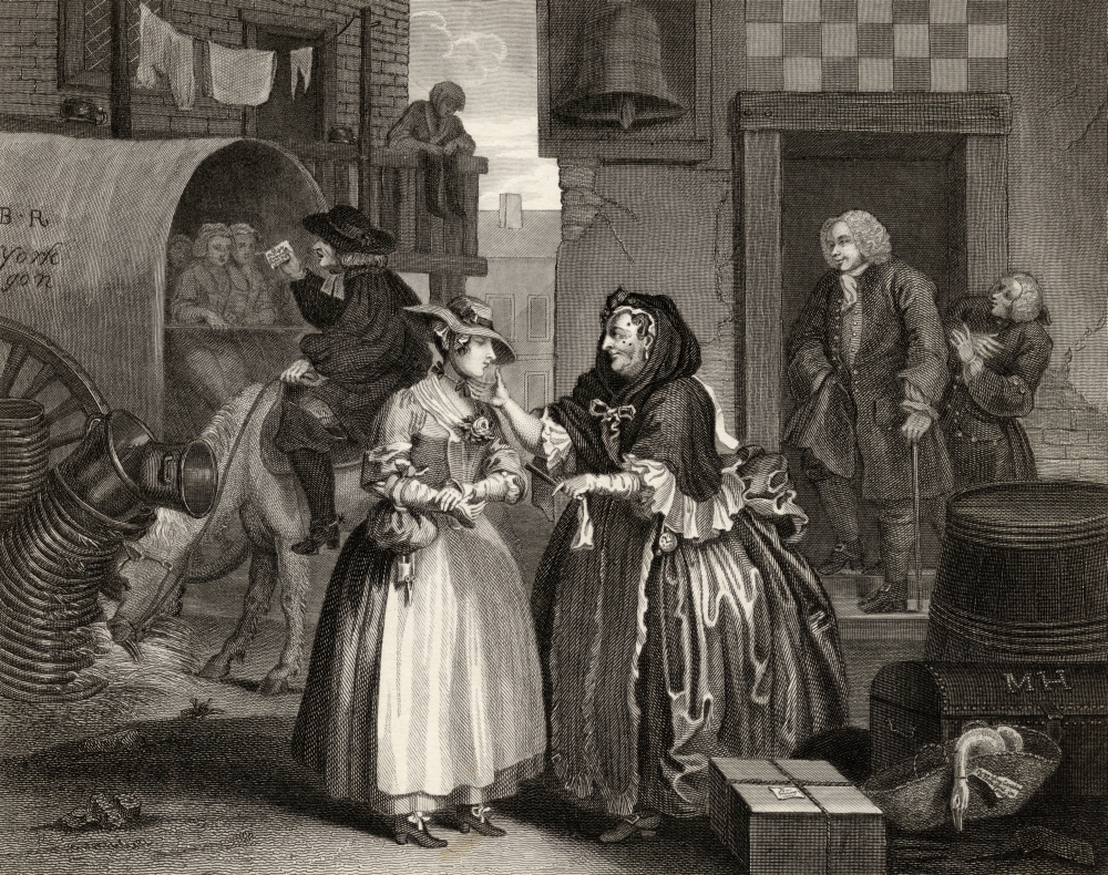 The Harlots Progress Ensnared by A Procuress From the Original Picture by Hogarth From the Works of Hogarth Published Lo Poster Print - 16 x 13