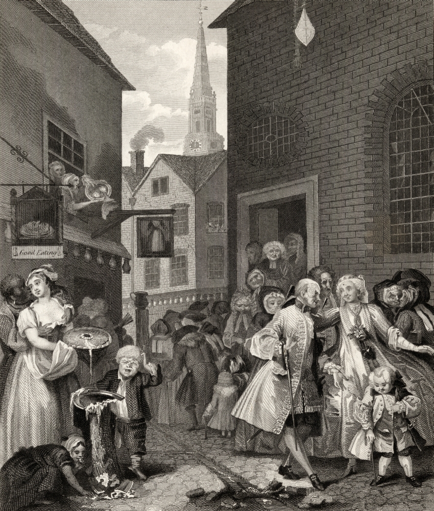 Times of the Day Noon From the Original Picture by Hogarth From the Works of Hogarth Published London 1833 Poster Print - 26 x 30