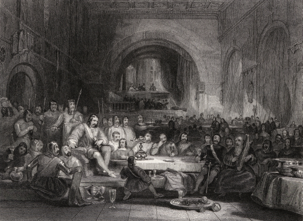 Prince Llewellyn & His Barons Engraved by W. Radclyffe After G. Cattermole Poster Print 17 x 12