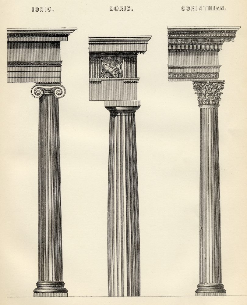 The Three Classical Orders of Greek Architecture From the National Encyclopaedia Published by William Mackenzie London L Poster Print - 26 x 32