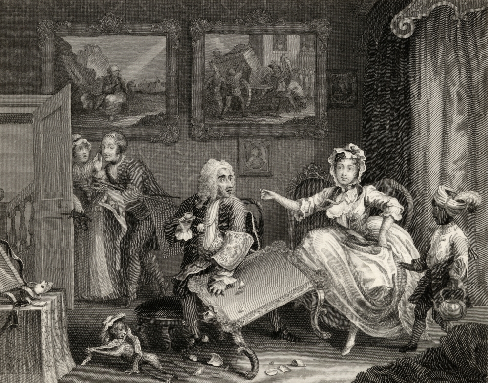 The Harlots Progress Quarrels with Her Jew Protector From the Original Picture by Hogarth From the Works of Hogarth Publ Poster Print, 32 x 24