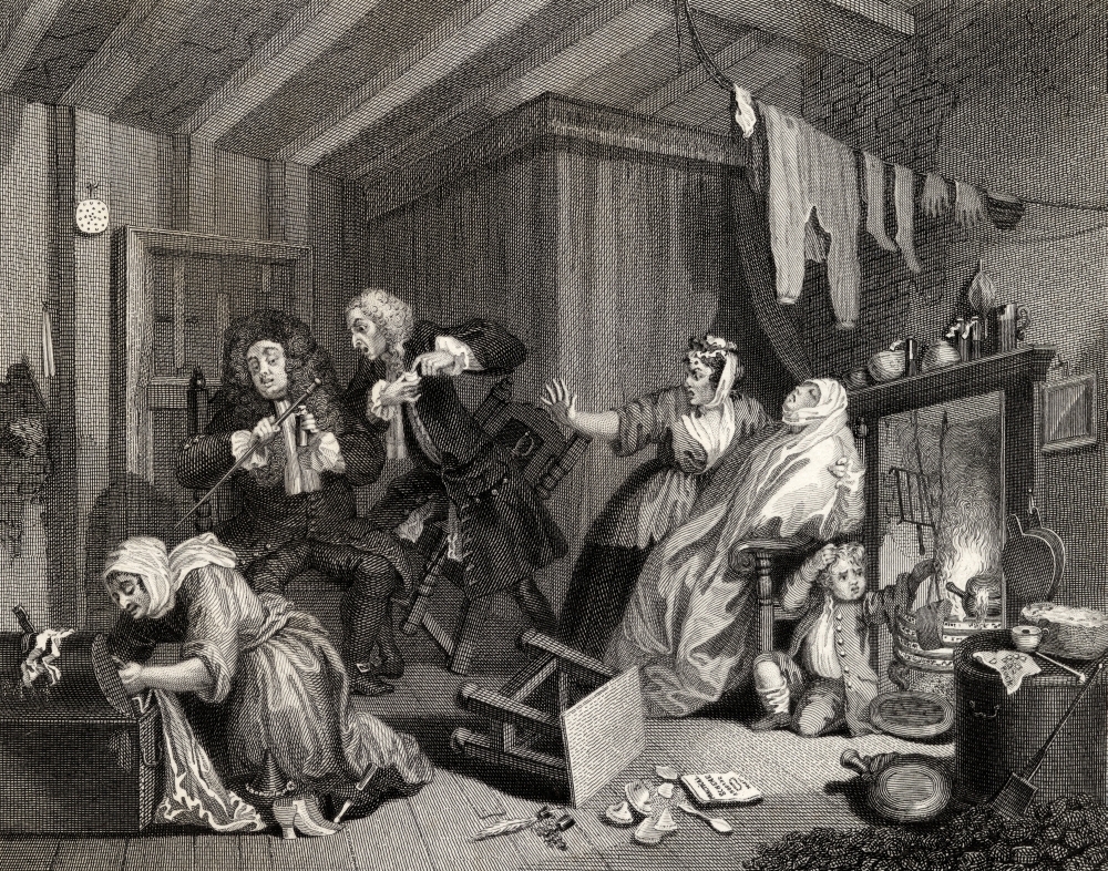 The Harlots Progress Expires While the Doctors Are Disputing From the Original Picture by Hogarth From the Works of Hoga Poster Print - 16 x 12