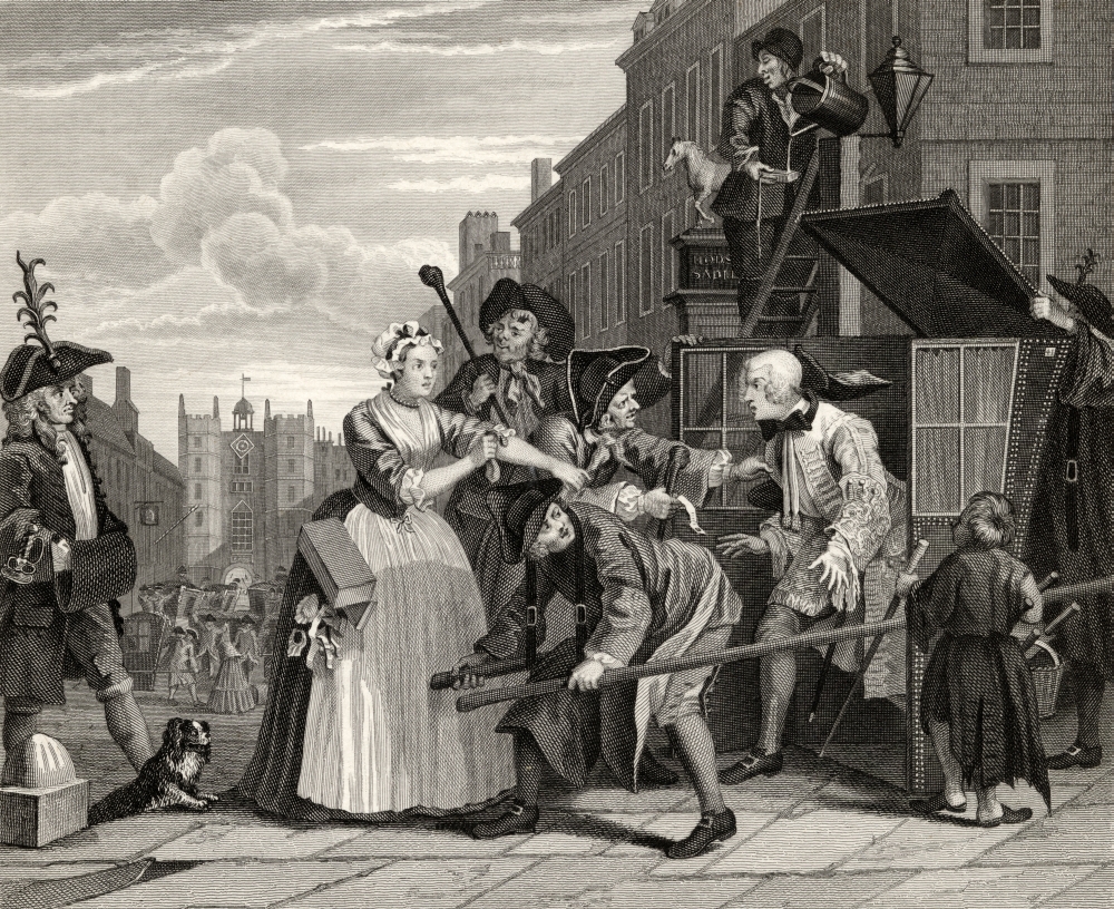 The Rakes Progress Arrested for Debt As Going to Court From the Original Picture by Hogarth From the Works of Hogarth Pu Poster Print, 32 x 26