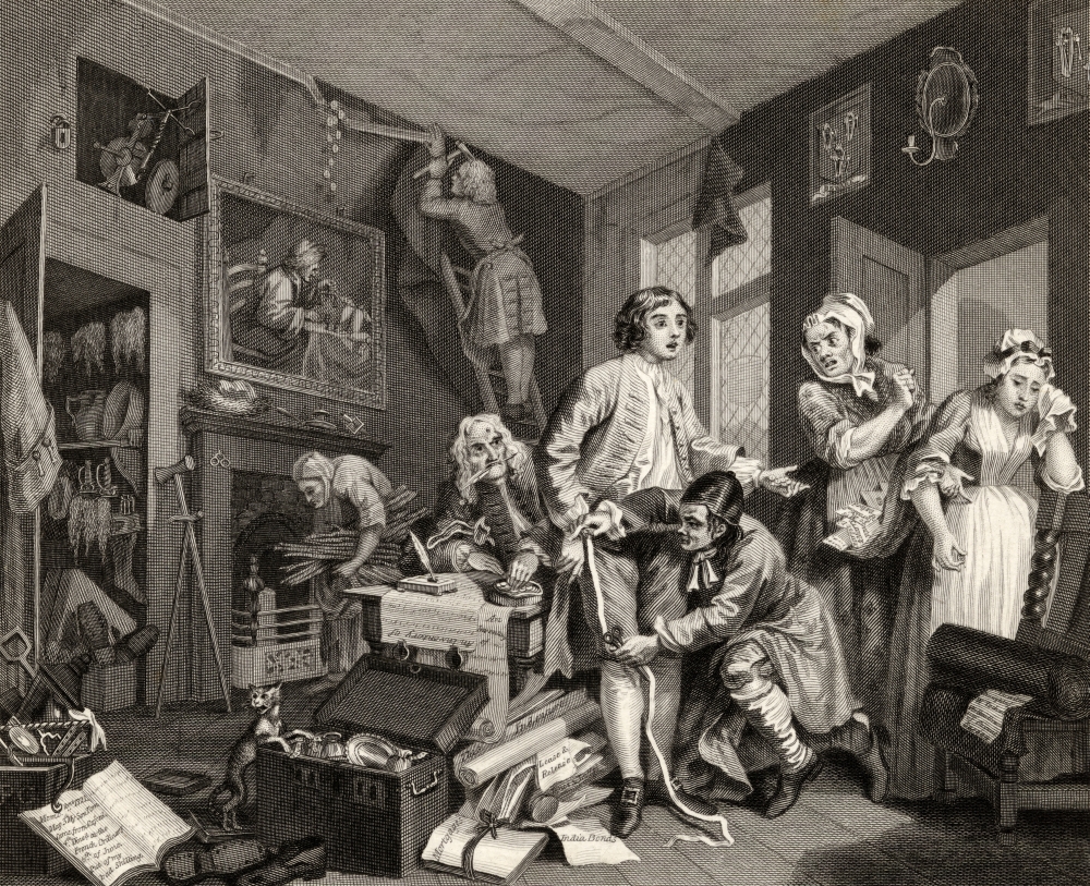 The Rakes Progress the Young Heir Takes Possession of the Misers Effects From the Original Picture by Hogarth From the W Poster Print - 32 x 26