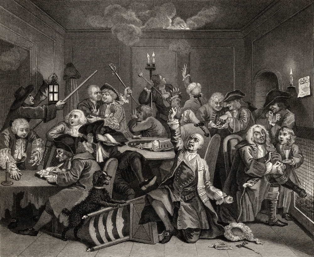 The Rakes Progress Gaming House Scene From the Original Picture by Hogarth From the Works of Hogarth Published London 18 Poster Print - 16 x 13