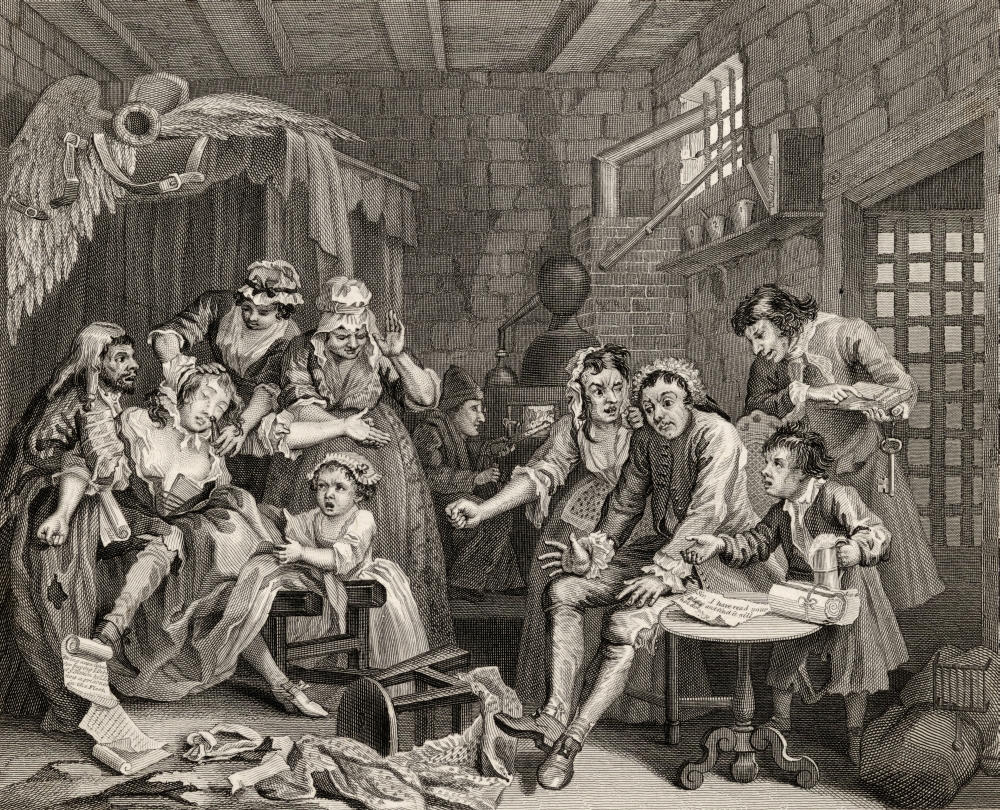 DPI1862149LARGE The Rakes Progress Prison Scene From the Original Picture by Hogarth From the Poster Print, 32 x 26