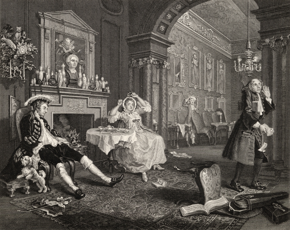 Marriage A La Mode Breakfast Scene From the Original Picture by Hogarth From the Works of Hogarth Published London 1833 Poster Print - 16 x 12