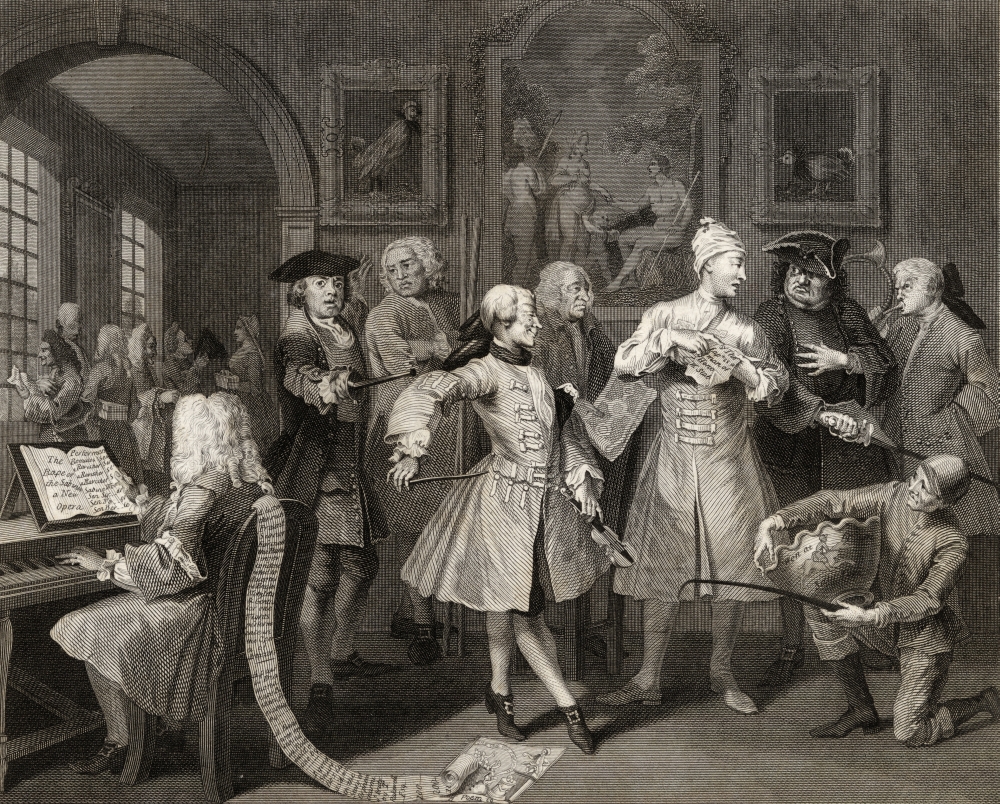 The Rakes Progress Surrounded by Artists & Professors From the Original Picture by Hogarth From the Works of Hogarth P Poster Print - 16 x 12