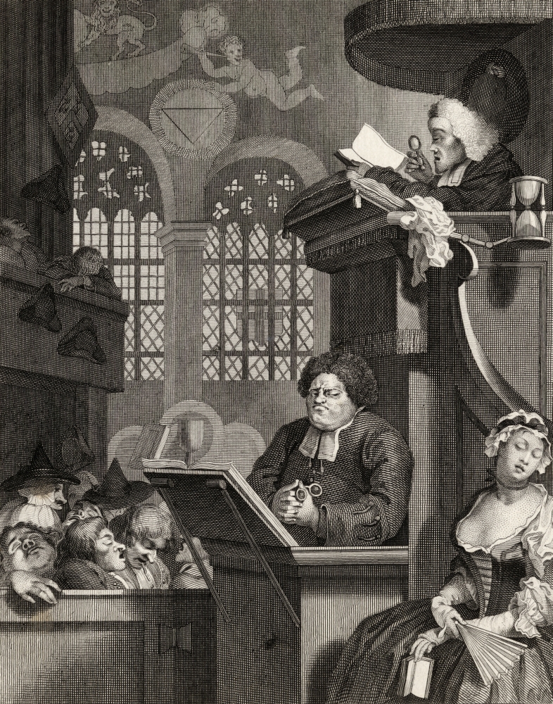 The Sleeping Congregation Engraved by C Armstrong After Hogarth From the Works of Hogarth Published London 1833 Poster Print - 24 x 32