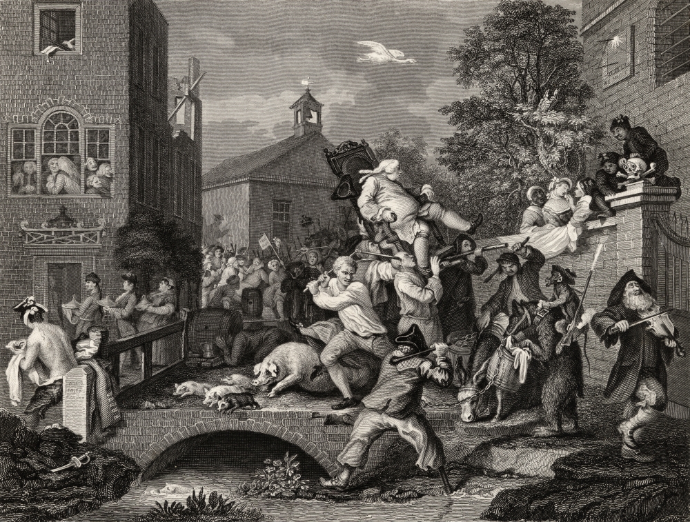 The Election Chairing the Member Engraved by T E Nicholson After Hogarth From the Works of Hogarth Published London 1833 Poster Print - 32 x 24