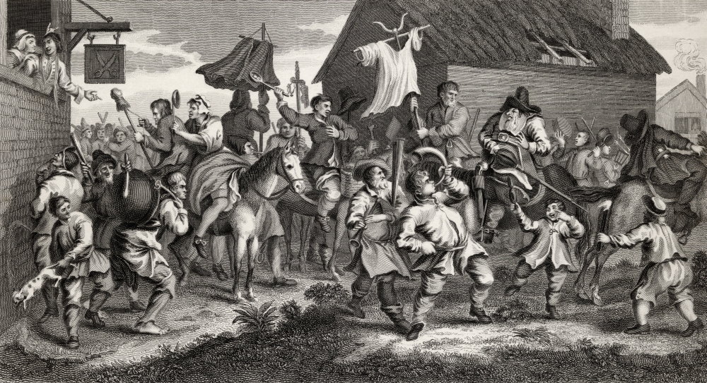 Hubidras Encounters the Skimmington Engraved by T E Nicholson After Hogarth From the Works of Hogarth Published London 1 Poster Print, 19 x 10
