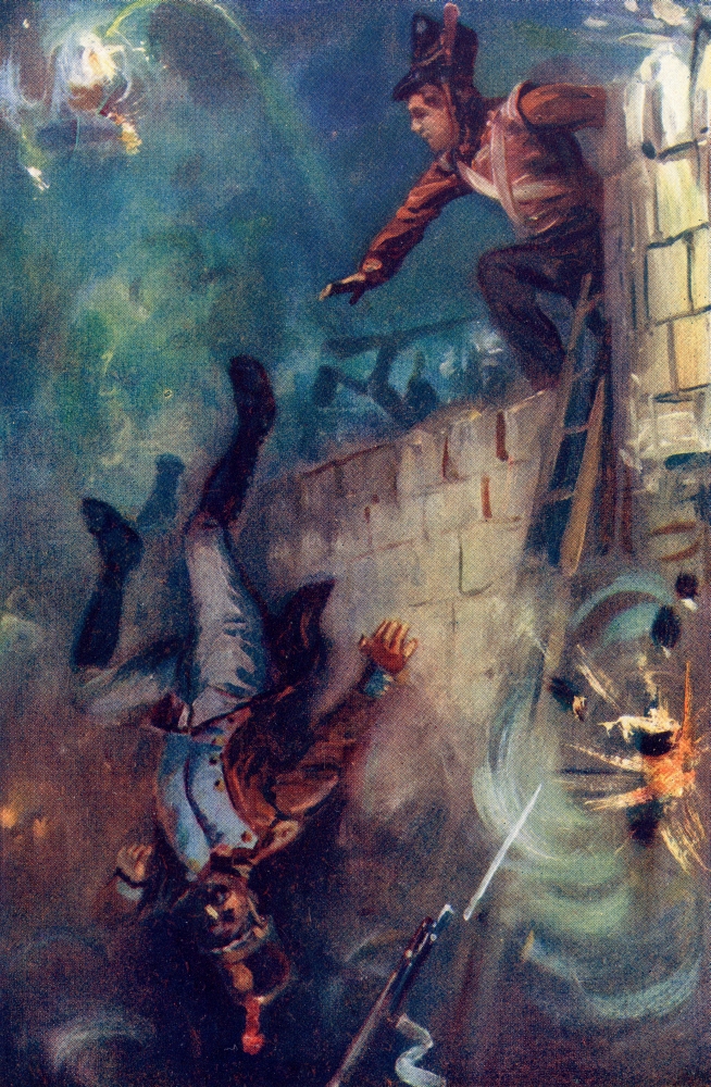 Hurled Him Into the Dreadful Ditch Illustration by Edward Handley-Read From Grant the Grenadier by Walter Wood Publishe Poster Print, 11 x 18