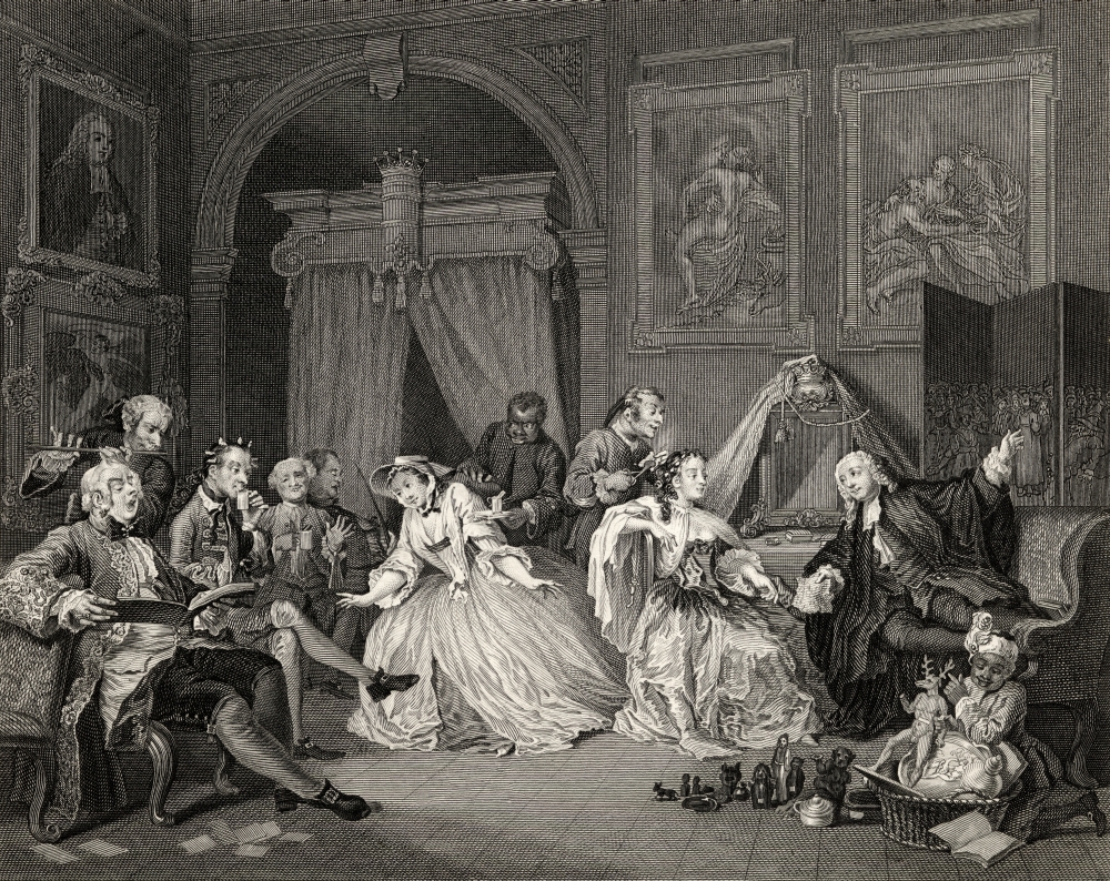 Marriage A La Mode Toilette Scene From the Original Picture by Hogarth From the Works of Hogarth Published London 1833 1 Poster Print - 16 x 13
