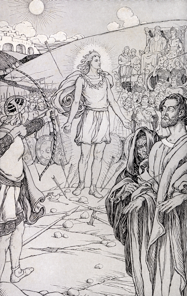DPI1862445 Each Arrow Overshot His Head Illustration by E Boyd Smith From the Book Myths From Many Lands Published 1912 Poster Print, 11 x 18
