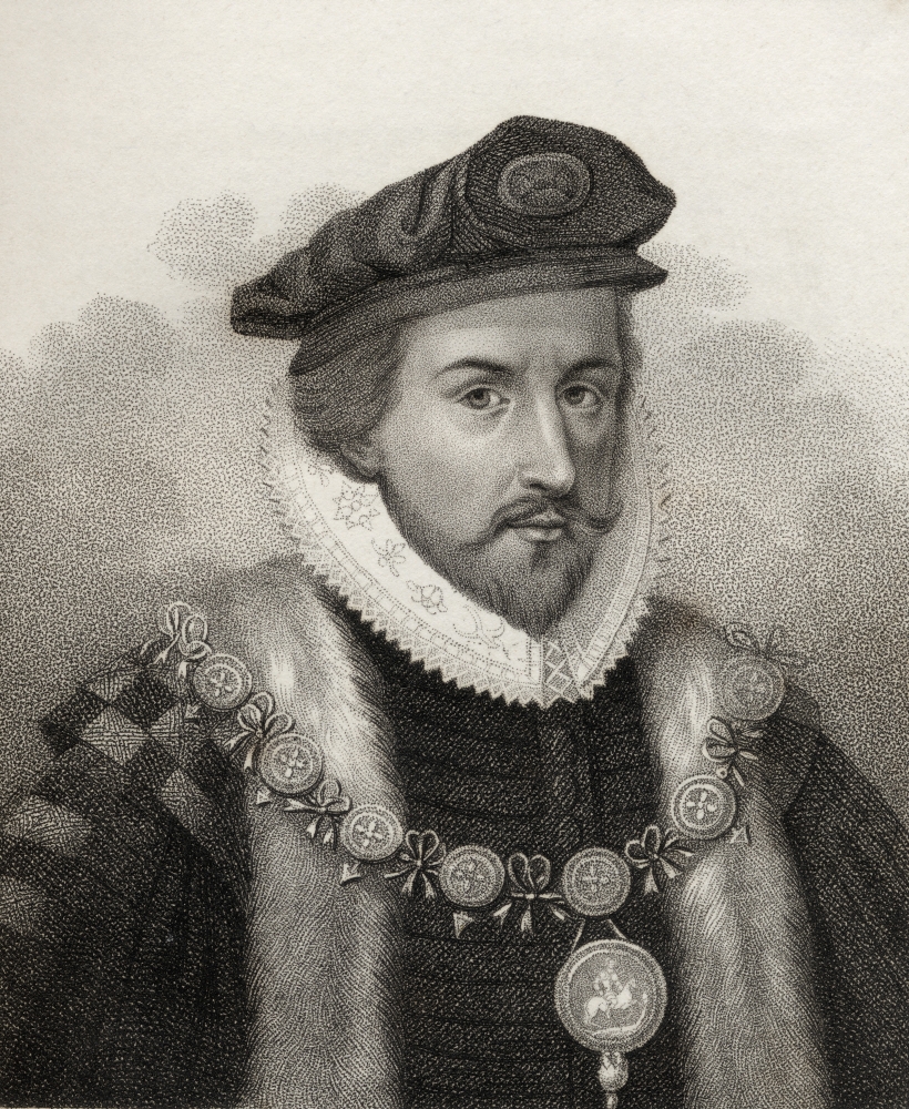 Sir Christopher Hatton 1540-1591 Lord Chancellor of England From 1587-1591 Engraved by Bocquet From the Book A Catalogue Poster Print, 26 x 32