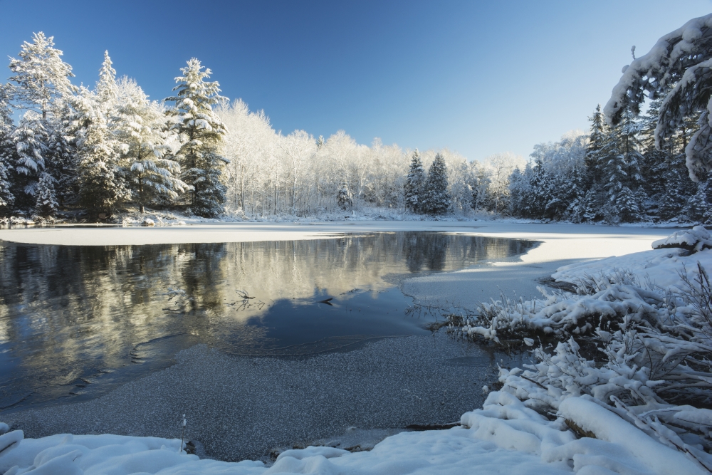 Winter Landscape with Ice on A Lake - Ontario Canada Poster Print