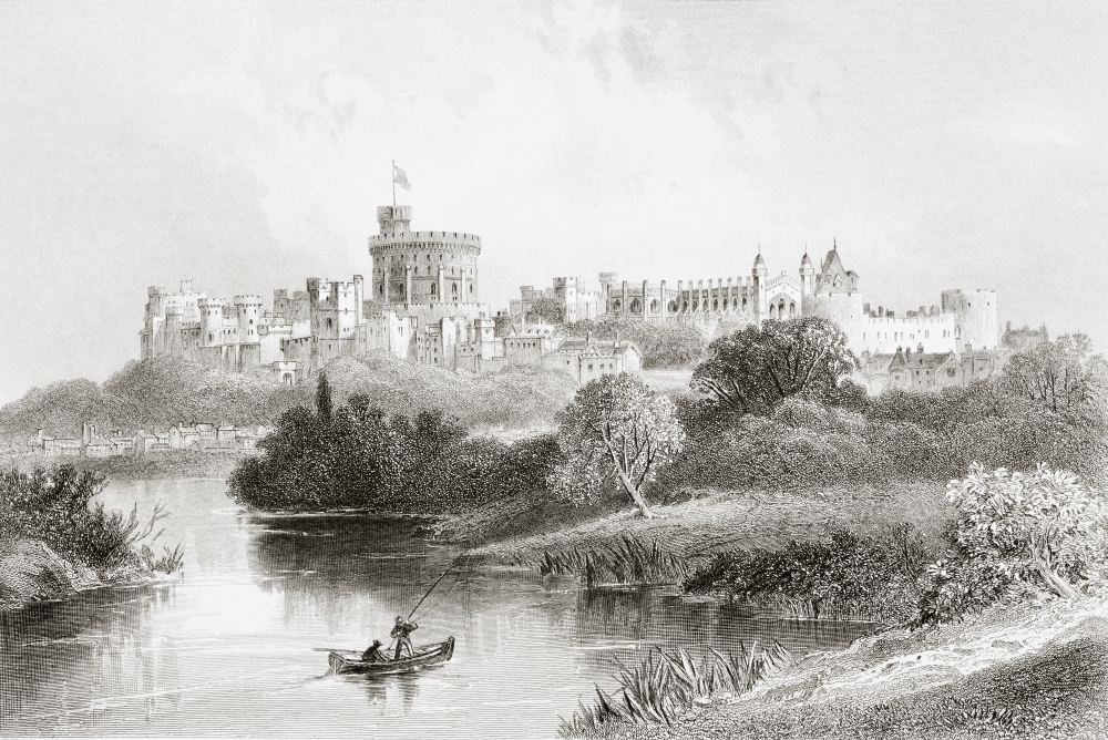 DPI1862732 Wndsor Castle Windsor England From the Gallery of Geography Published London Circa 1872 Poster Print, 18 x 12