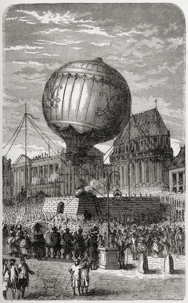 Balloon Ascent Outside the Palace of Versailles Paris 19th September 1783 From the Book Wondeful Balloon Ascents or the Poster Print - 11 x 18