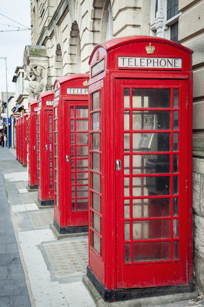 DPI12268757LARGE Telephone Boxes in A Row - Blackpool Lancashire England Poster Print - 22 x 34 in. - Large
